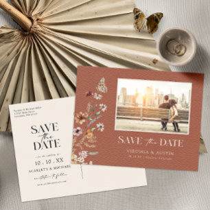 Photo Terracotta Save The Date Postcard