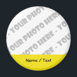 Photo & Text Round Magnet - Create Your Own<br><div class="desc">Yellow. Add your own photo & text!</div>