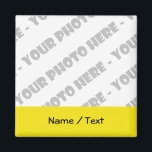 Photo & Text Square Magnet - Create Your Own<br><div class="desc">Yellow. Add your own photo & text!</div>