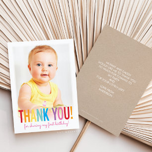 PHOTO THANK YOU cute bold type fun colourful Card