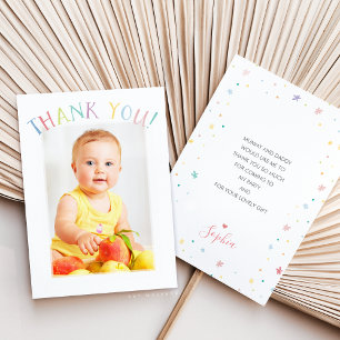 PHOTO THANK YOU cute colourful pastel rainbow Card