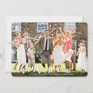 PHOTO THANK YOU cute white script type overlay Card