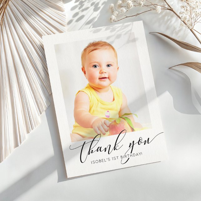 PHOTO THANK YOU modern calligraphy script polariod Card (Creator Uploaded)
