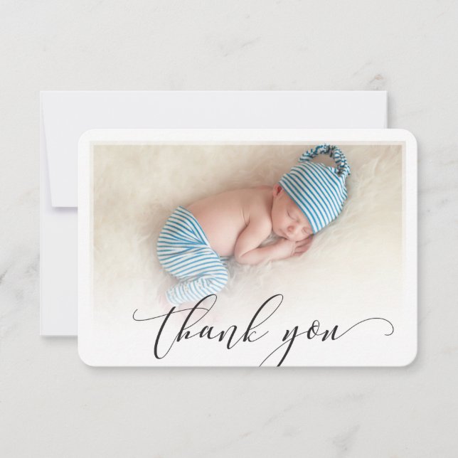 PHOTO THANK YOU modern calligraphy script writing Card (Front)