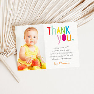 PHOTO THANK YOU modern colourful rainbow typograph