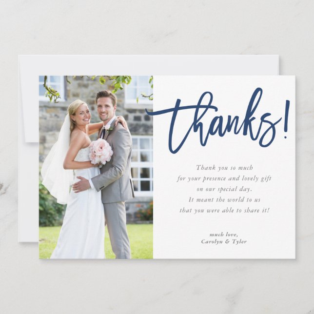 PHOTO THANK YOU modern contemporary script navy (Front)