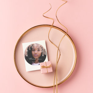 Photo Thank You Name Wedding Favour Rose Glitter Classic Round Sticker