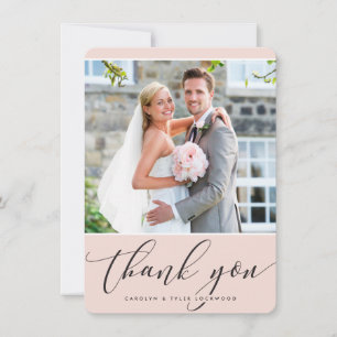 PHOTO THANK YOU pretty calligraphy blush pale pink