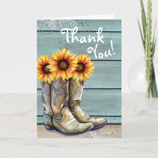 Photo Thank You Rustic Country Sunflower Boots (Front)