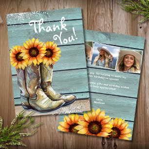 Photo Thank You Rustic Country Sunflower Boots