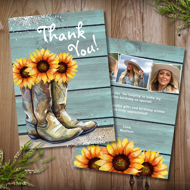 Photo Thank You Rustic Country Sunflower Boots (Creator Uploaded)