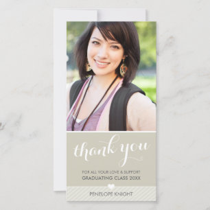 PHOTO THANK YOU script type graduate cute natural Card