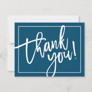 PHOTO THANK YOU simple modern brush lettering navy Card