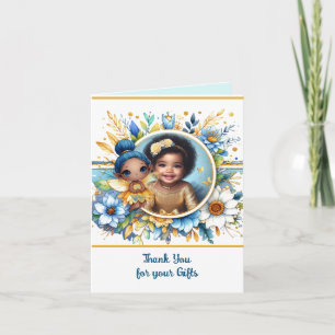 PHOTO Thank You Teal Gold Black Fairy Princess Card