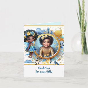 PHOTO Thank You Teal Gold Black Fairy Princess Card