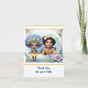 PHOTO Thank You Teal Gold Black Fairy Princess Card