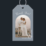 Photo Thank You Wedding Dusty Blue Gift Tags<br><div class="desc">Dusty blue wedding thank you favour tags feature your photo,  names and thank you on the front. MATCHING items in our collection.</div>