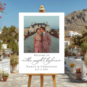 Photo the night before welcome sign