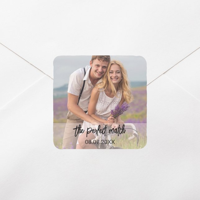 Photo The Perfect Match wedding Square Sticker (Creator Uploaded)