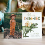 Photo Three-Rex Dinosaur Birthday Invitation<br><div class="desc">Three-Rex Dinosaur Birthday Invitation. Please message me if you would like another age on the invitation.
Ready to be personalised by you!</div>