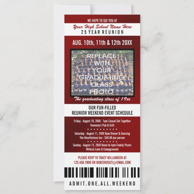 Photo Ticket Class Reunion Invitation (Front)