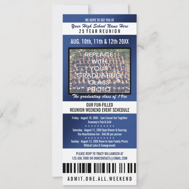 Photo Ticket Class Reunion Invitation (Front)