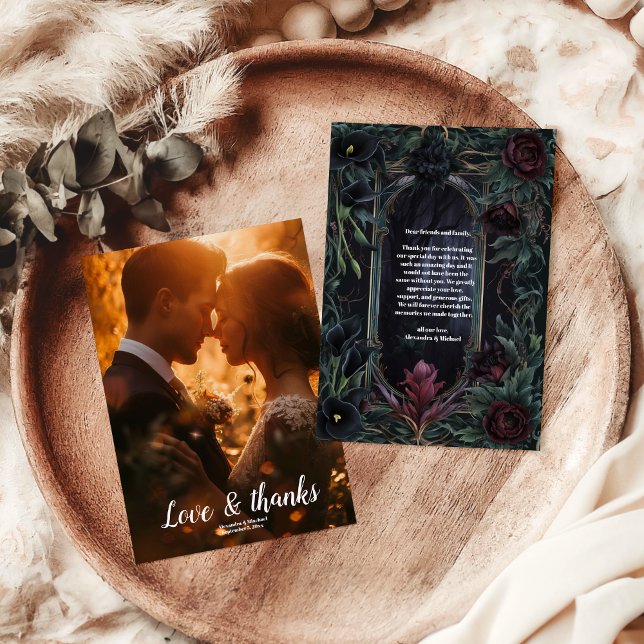 Photo Till death  do us part Gothic Halloween Wedd Thank You Card (Creator Uploaded)