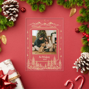 Photo Timeless Gold Christmas Tree Landscape Acrylic Invitations