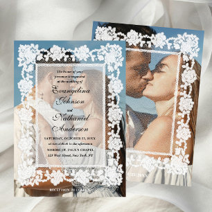 Photo Timeless Lace Frame Formal Wedding Invitation