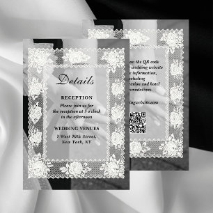 Photo Timeless Lace QR Code Wedding Details Enclosure Card