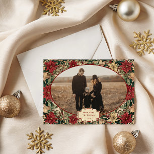 Photo Timeless Poinsettia Holiday Card
