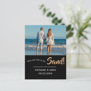 Photo Toes in the sand Beach Script Save the Date Announcement Postcard