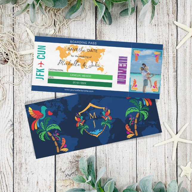 Photo Travel Boarding Pass Mexico Save The Date Invitation (Creator Uploaded)