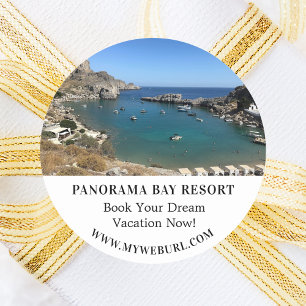 Photo travel rental business promotional classic round sticker