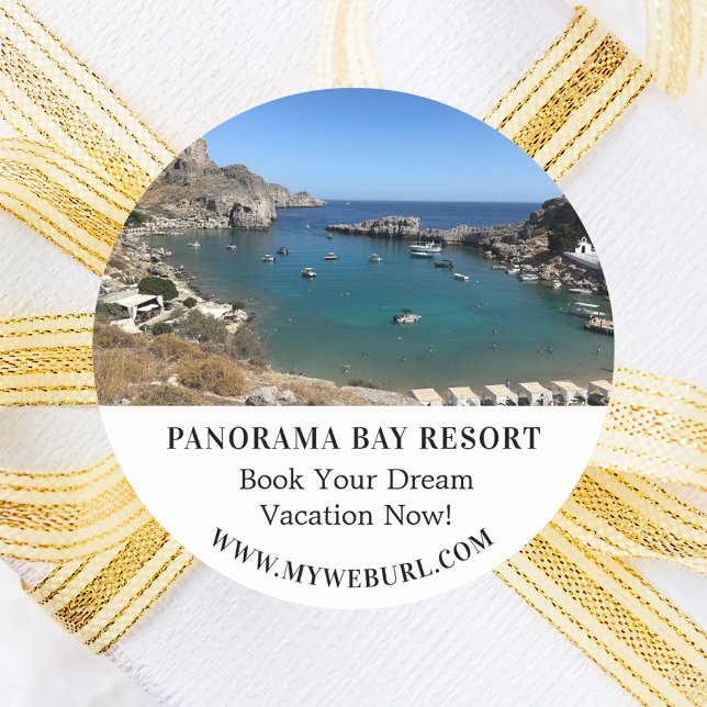 Photo travel rental business promotional classic round sticker (Creator Uploaded)