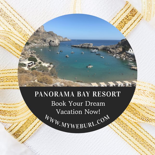 Photo travel rental business promotional classic round sticker (Creator Uploaded)