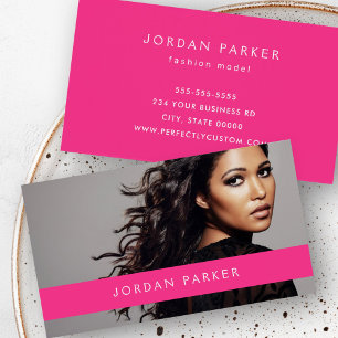 Photo trendy fashion model hot pink business card