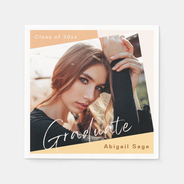 Photo Trendy Modern Natural Graduation Napkin (Front)