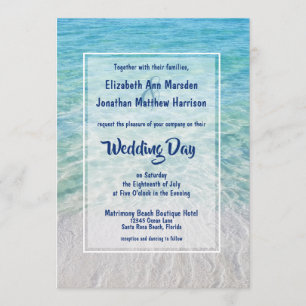 Photo Tropical Beach Modern Destination Wedding Invitation