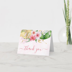 Photo Tropical Floral Wedding Thank You Card