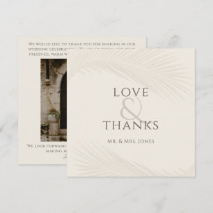 Photo Tropical Leaf Wedding Flat Thank You Card