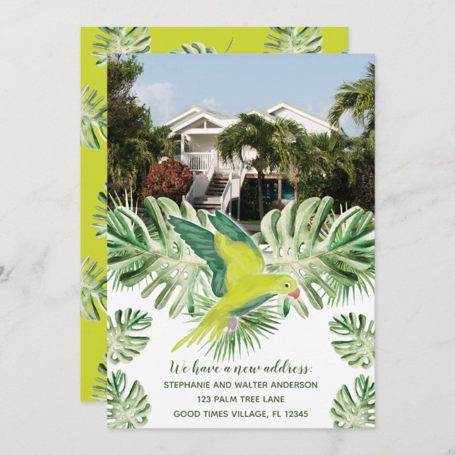 Photo Tropical Parrot New Address Announcement (Front/Back)