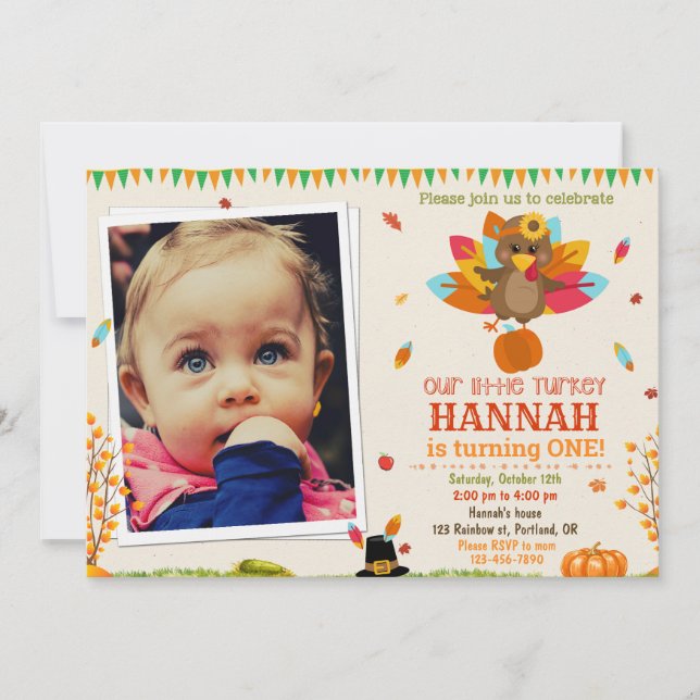 Photo Turkey birthday invitation Turkey invitation (Front)