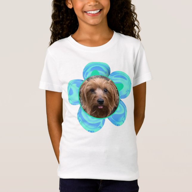 Photo Turquoise Flower Personalised  T-Shirt (Front)