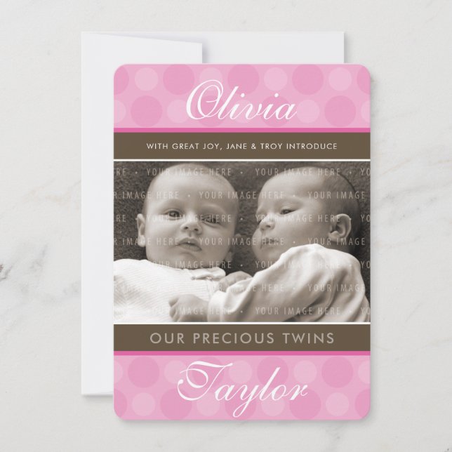 PHOTO TWINS BIRTH ANNOUNCEMENT cute baby girls (Front)