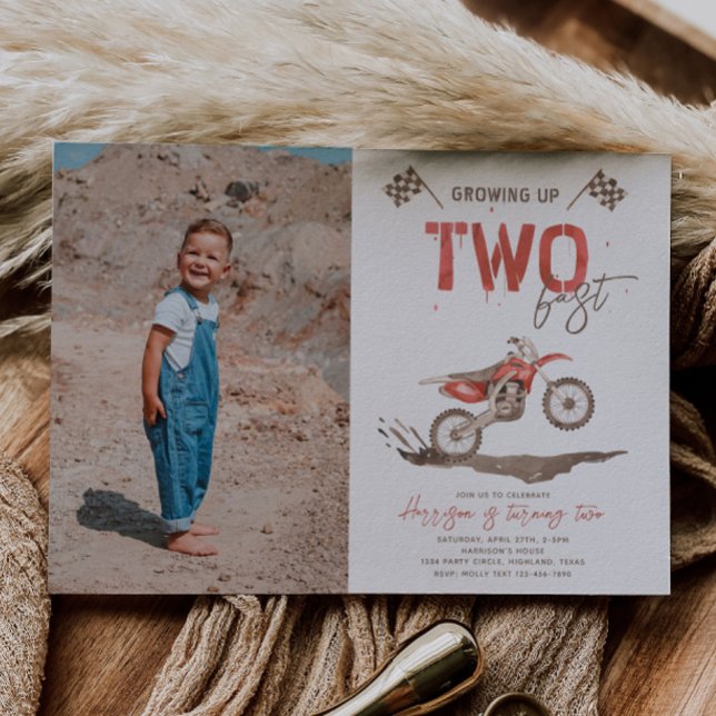Photo TWO Fast Dirt Bike Birthday Invitation (Creator Uploaded)