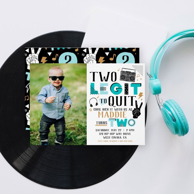 Photo Two Legit to Quit Second Birthday Invitation (Creator Uploaded)