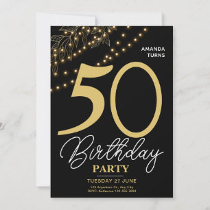 Photo Typography Botanical Elegant 50 Birthday Invitation