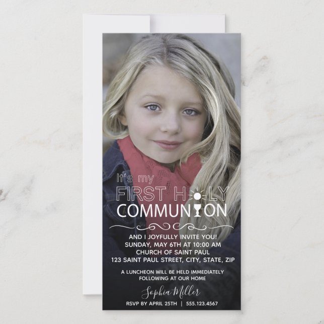 Photo Typography  Communion - Photocard Invitation (Front)