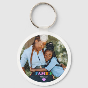 Photo typography family modern simple key ring